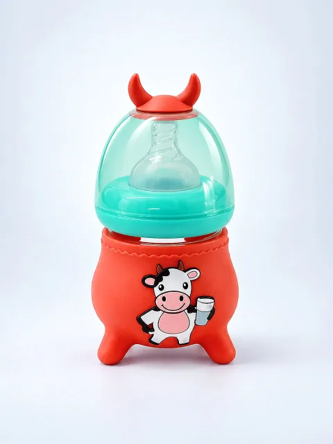 Red Glass Cow Baby Feeding Bottle — 120ml