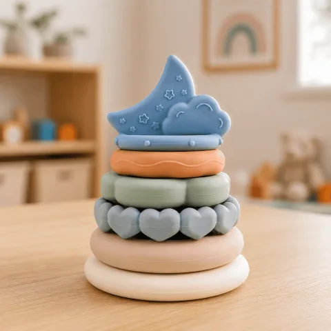 Silicone Baby Stacking Rings with Moon & Cloud