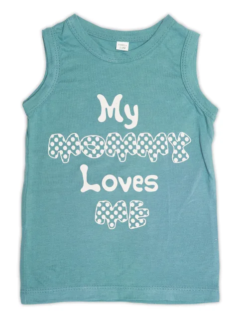 Round Neck Sleeveless Turquoise Color T-shirts/Top For Baby Boy