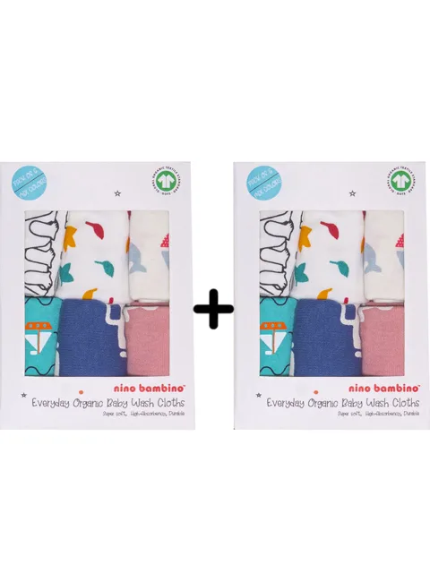 Printed Wash Clothes (Pack Of 12) For Unisex Baby