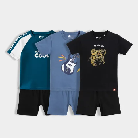 3 Pack T-Shirt & Shorts Unisex Co-ord Set