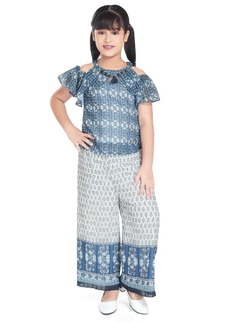 Girls Floral Print Culotte with Top 18003