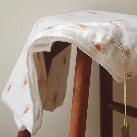 Organic All Season Pom-Pom Blanket