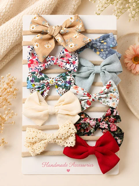 Pack of 10 Floral and Bow Headbands Set