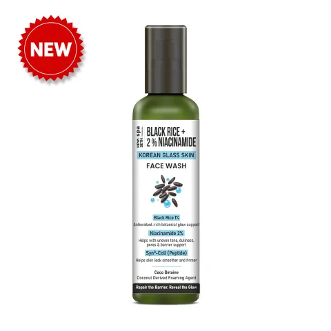 Korean Glass Skin Face Wash – 1% Black Rice, 2% Niacinamide & Peptide, Brightens, Smoothens, Minimizes Pores