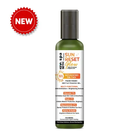 5% Advanced De Tan SUN REST Glow Foaming Face Wash Gel 1% Glycolic, 2% Kojic, 2% Niacinamide, Alpha Arbutin