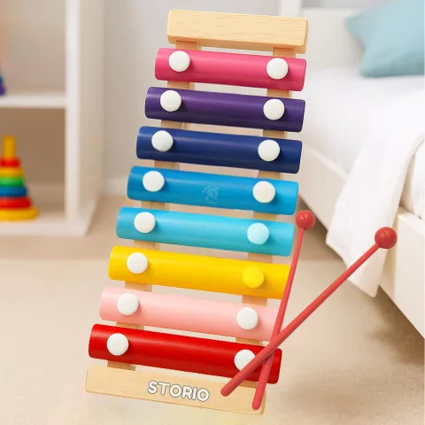 Storio Wooden Xylophone Toy for Kids 3+ Years
