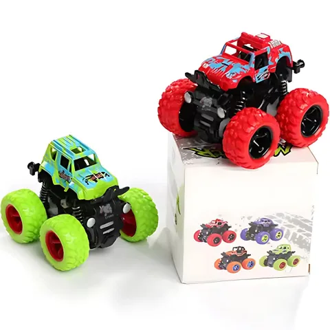 Storio Pack of 2 4x4 Friction Powered Mini Monster Trucks for Boys 3-7 Years