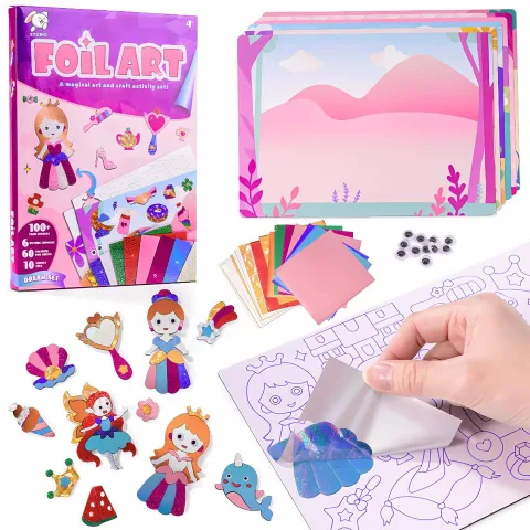 Storio DIY Art & Craft Activity Toys - Foil Art Dream Set with Unicorn & Princesses