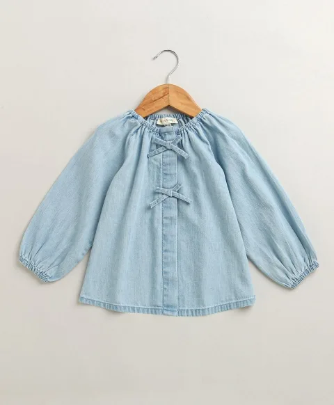 Azure Daydream Denim Blouse - Blue