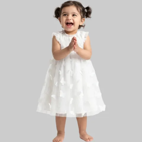 Butterfly Bliss White Tulle Dress - White