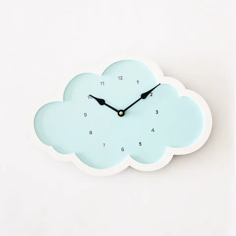 Cloud Clock - Blue - White Border