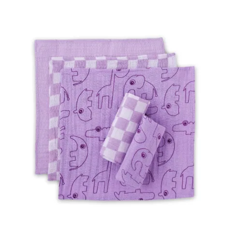 Theoni 100% Cotton Muslin Washcloths - Lilac Baby napkins / wipes