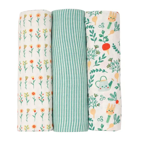 Gardener's Delight Cotton Muslin Swaddle - Pack of 3