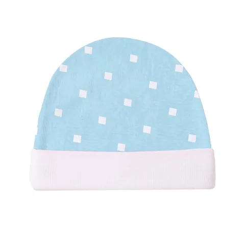 Cotton Jersey Cap - Blue Polka