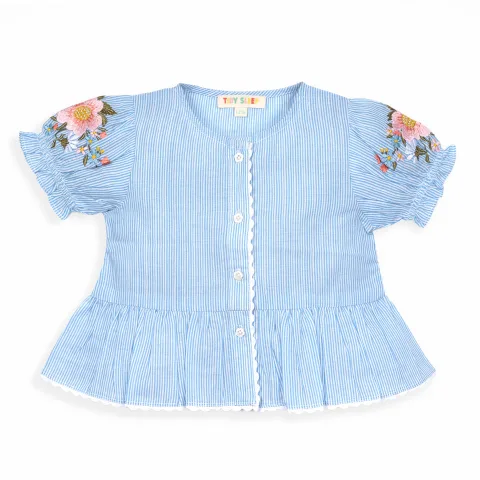 Floral Embroidered Button Down Top