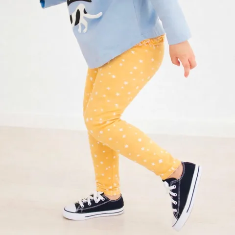 Girls Cotton Leggings (Yellow Sky)