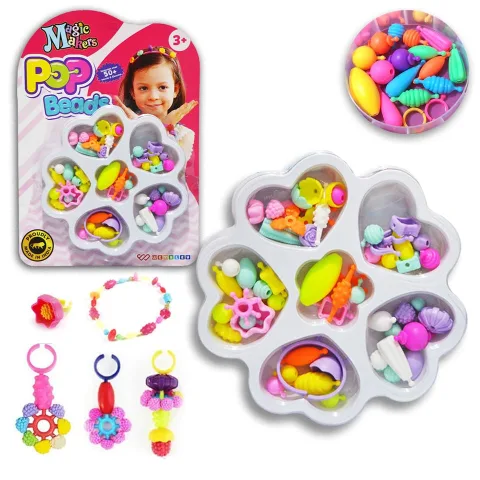Pop Beads DIY Jewelry Making Set for Kids (50+ Beads, Style 2)