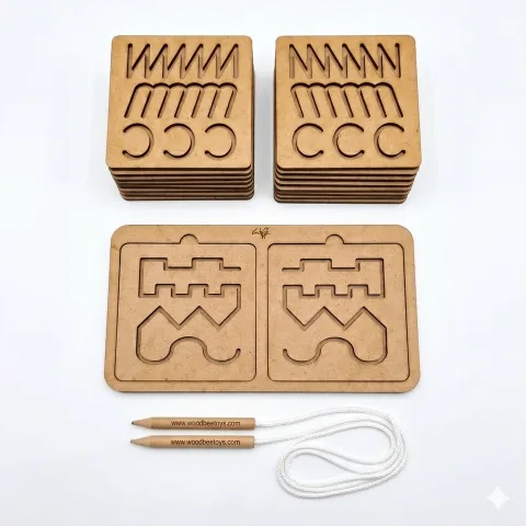 Ambidextrous Wooden Pre‑Writing Stensil Set