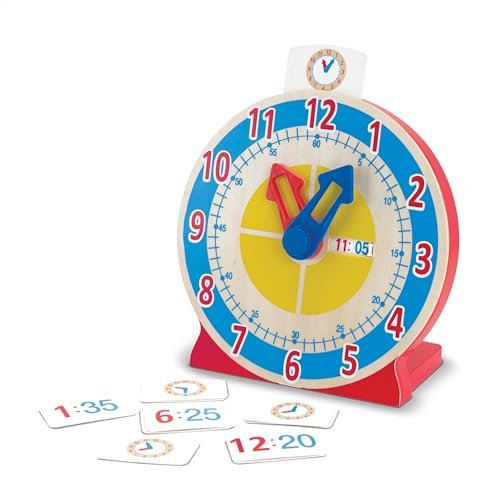 Melissa & Doug Turn and Learn Wooden Clock with Numbers and Shapes