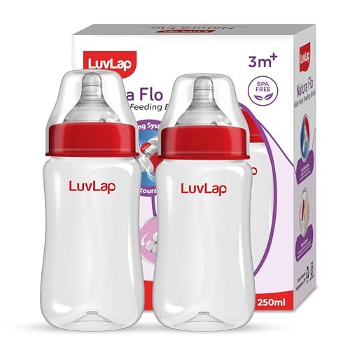 LuvLap BPA-Free Silicone Baby Bottles 250ml (Pack of 2)