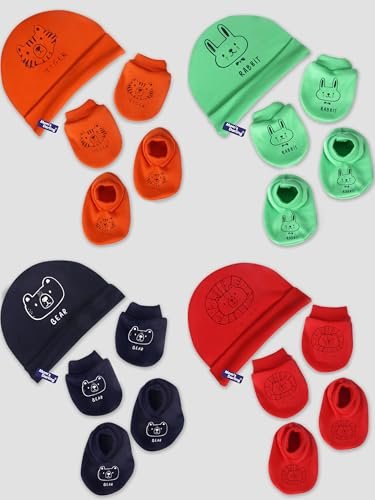 Mom & Me Baby Cotton Caps Pack of 4