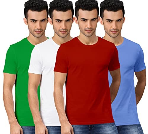 Chirpie Pachu Plain Cotton T-Shirt (Pack of 4)