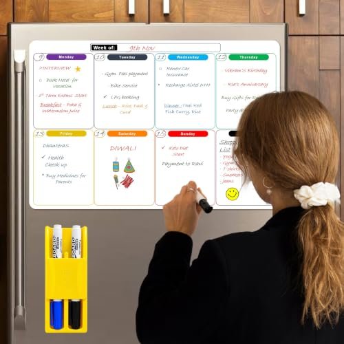 Reusable Weekly Planner Whiteboard with Dry Erase Markers