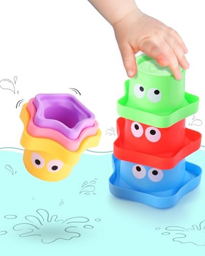 Stacking Cups with Numbers – Nesting Set (Pastel, 1–6 Numbers Printed)