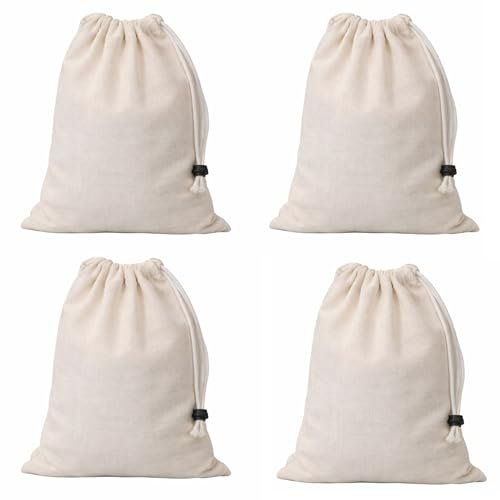 Cotton Muslin Storage Drawstring Bag Set 3-Pack