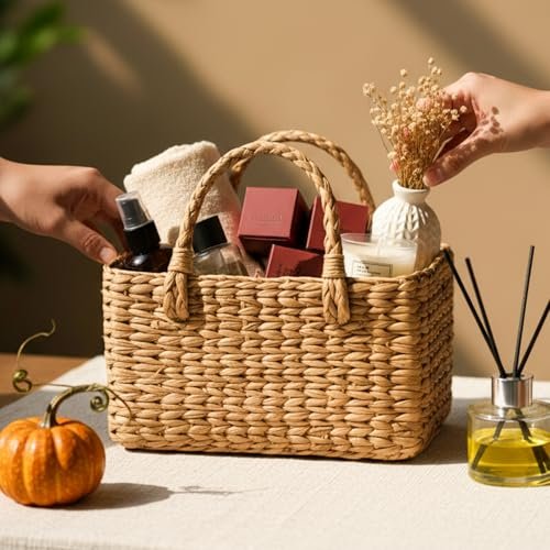 Small Woven Basket with Handles - 25cm width (for shoe storage)