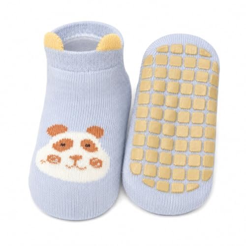 Baby Moo Non-Slip Grip Socks for Crawling & Toddlers - Pack of 3