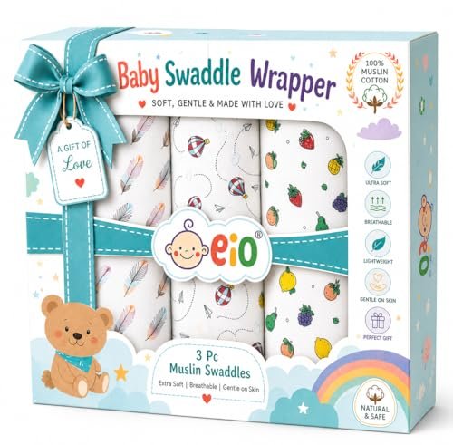 Babyhug Organic Muslin Swaddle Wrap (100% Cotton, Breathable)