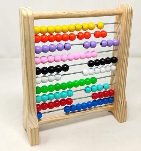 Kidz Zone Wooden Abacus with Ten Rows and Beads