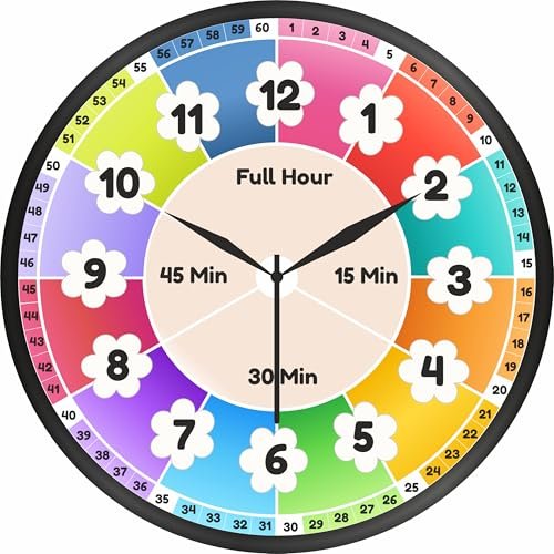 Analog Learning Clock with Moveable Hour and Minute Hands - Wood Frame