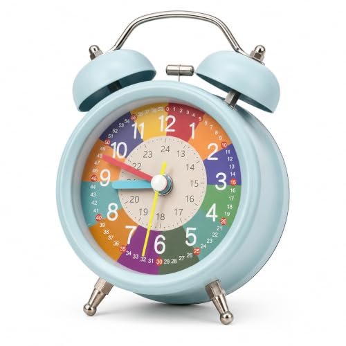 Analog Alarm Clock for Kids with Large Numbers and Simple Dial