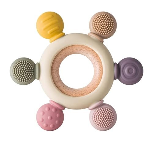 Mee Mee Wooden Teether with Silicone Grip