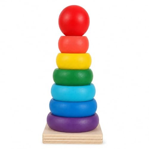 Skillofun Rainbow Stacking Rings Wooden Toy