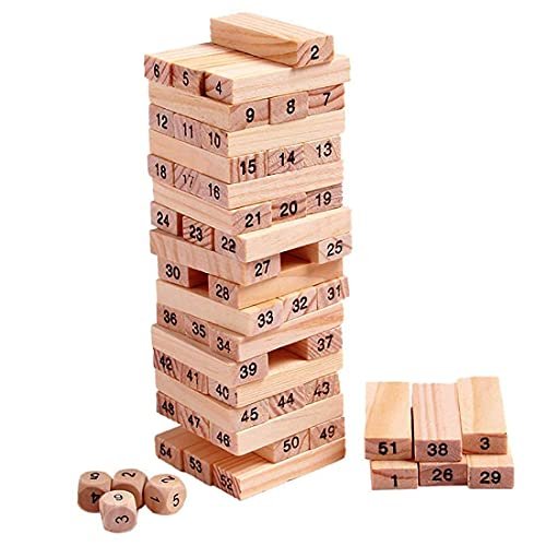Zeelo Wooden Stacking Blocks Set - Eco-Friendly Natural Wood Blocks, 50 Pieces