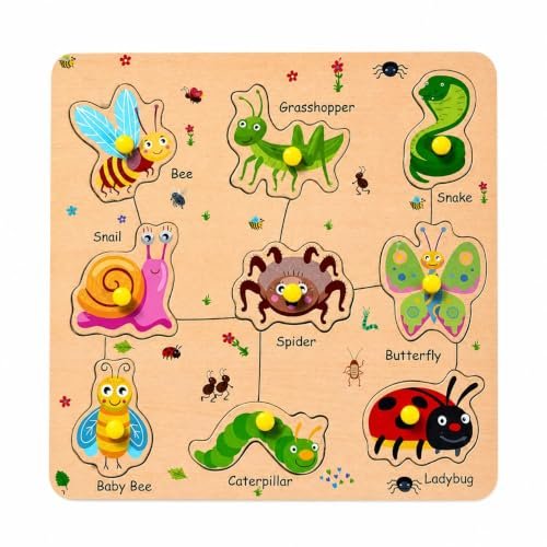 Wooden Peg Puzzle (12-Piece, Chunky Handles)
