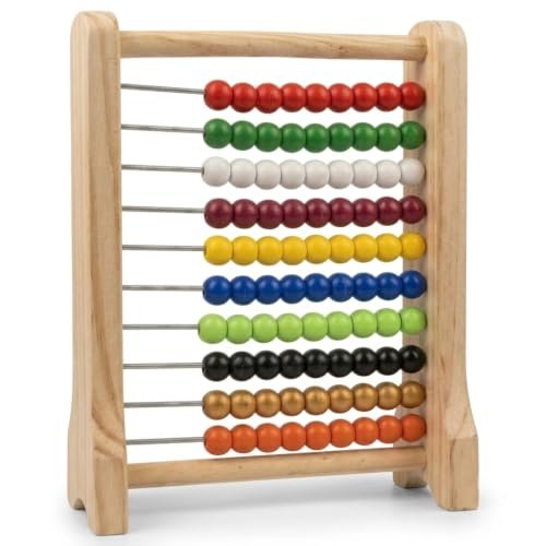 Wooden Abacus Toy – 100 Beads, Counting Frame (Bright Colours)